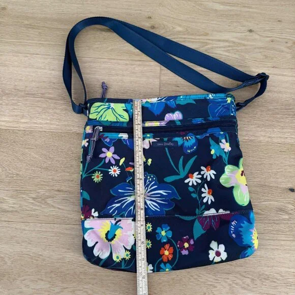 Vera Bradley Lighten Up Slim Crossbody Bag Purse Dark Blue Floral Casual Nylon - Picture 14 of 15